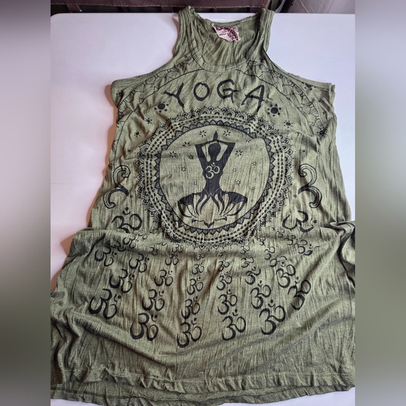 Sure Designs M Yoga Om Tank Dress Power By Moonflower Green 2975-z - Picture 5 of 12